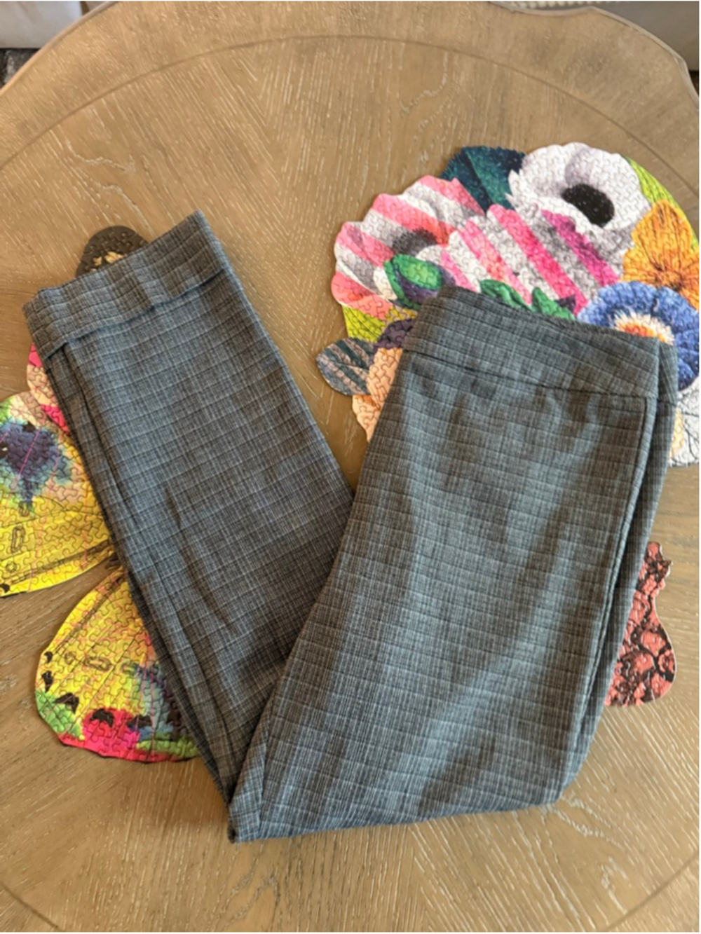 Ann Taylor Factory Petite Gray Plaid Pants Women's 6 Petite